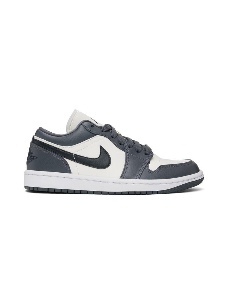 Gray & Off-White Air Jordan 1 Low Sneakers - 1