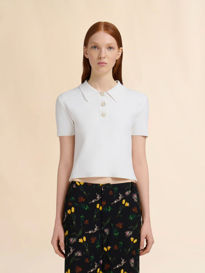 Marni WHITE VISCOSE HALF-AND-HALF POLO outlook