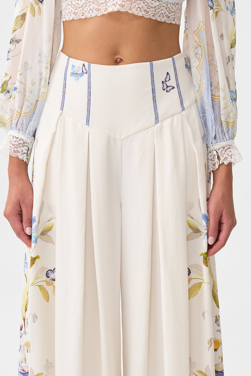 CORSET WAIST WIDE LEG PANT - 6
