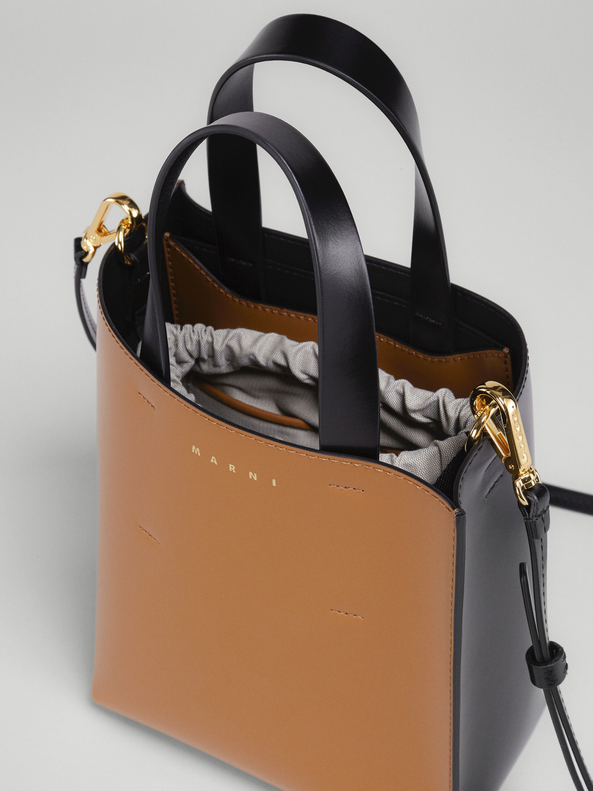 MUSEO MINI BAG IN BROWN AND BLACK LEATHER - 5