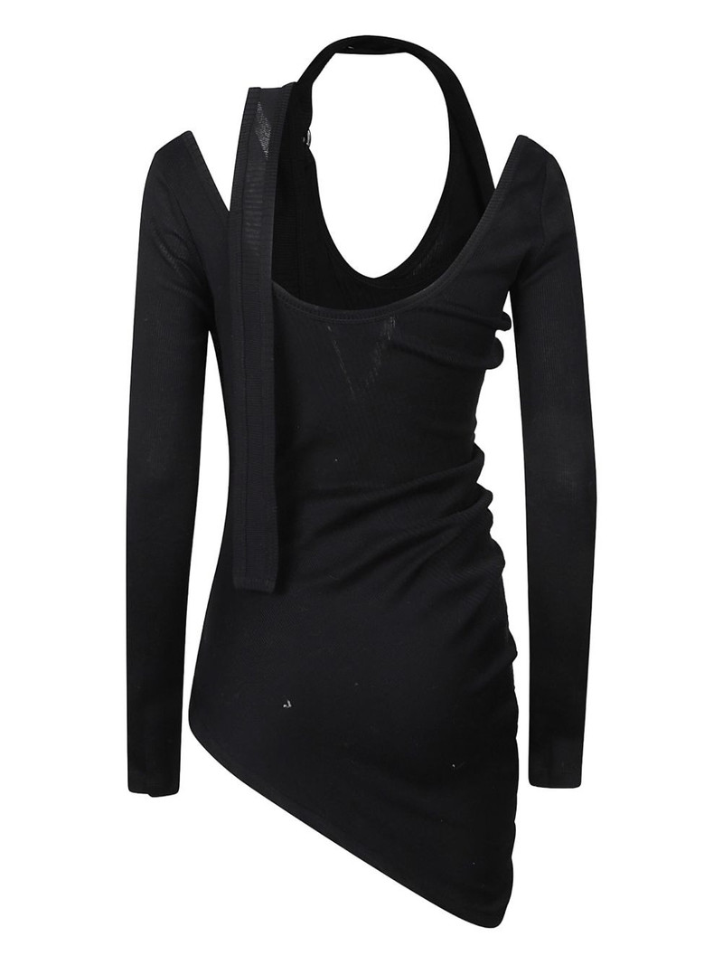 Jean Paul Gaultier ring-detail asymmetrical top outlook