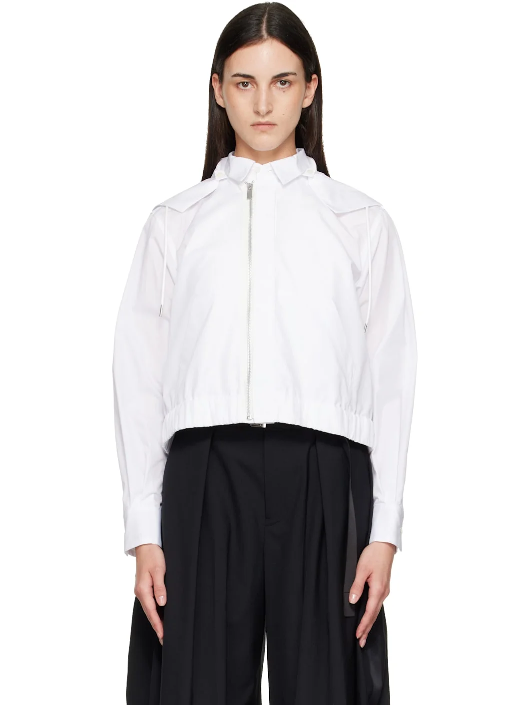 White Poplin Hoodie - 1