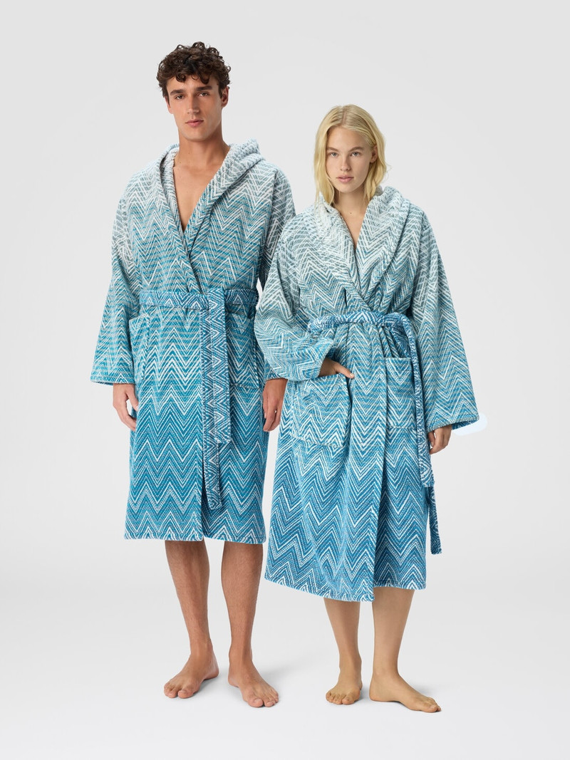 Missoni Stone Hooded Bathrobe in cotton terry with zebra pattern outlook