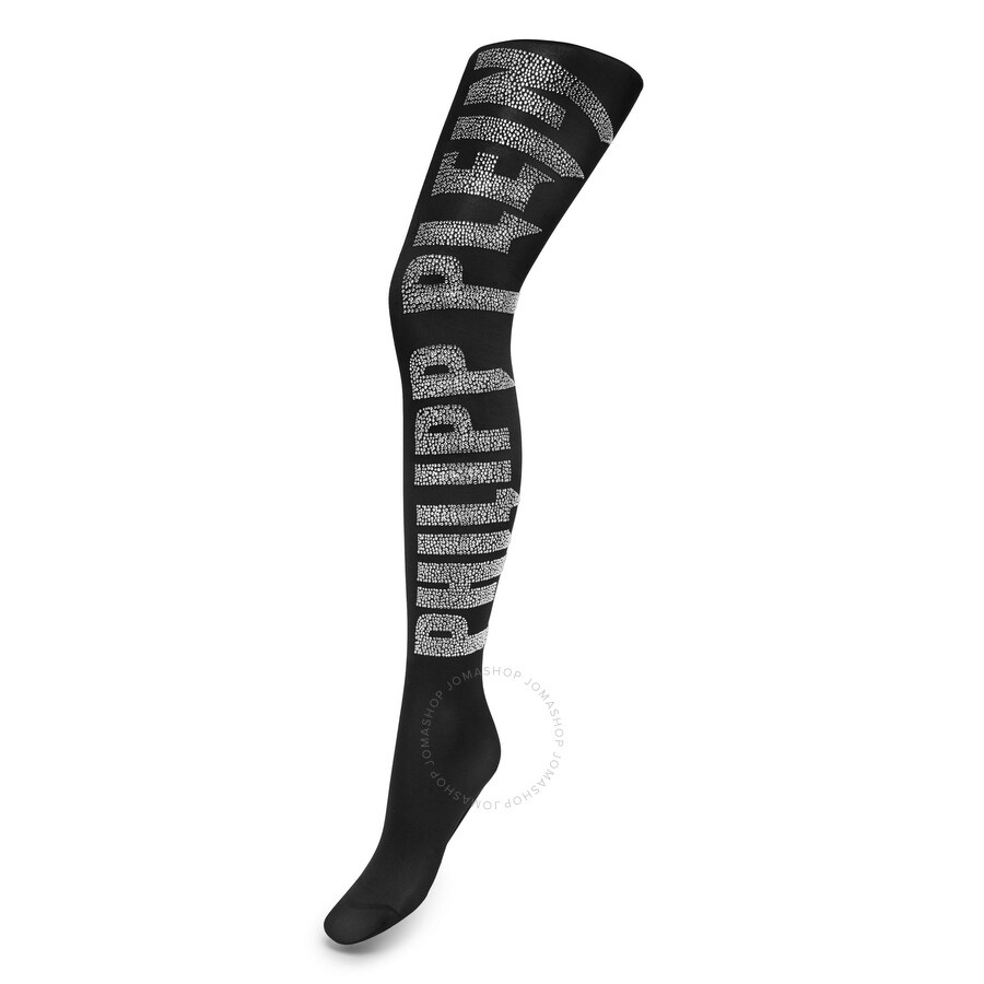 Philipp Plein Black Crystal Plein Nylon Tights - 3