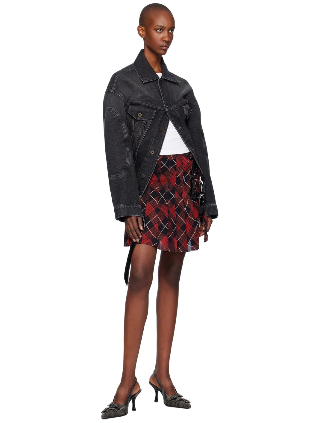 Black Lacing Denim Jacket - 4