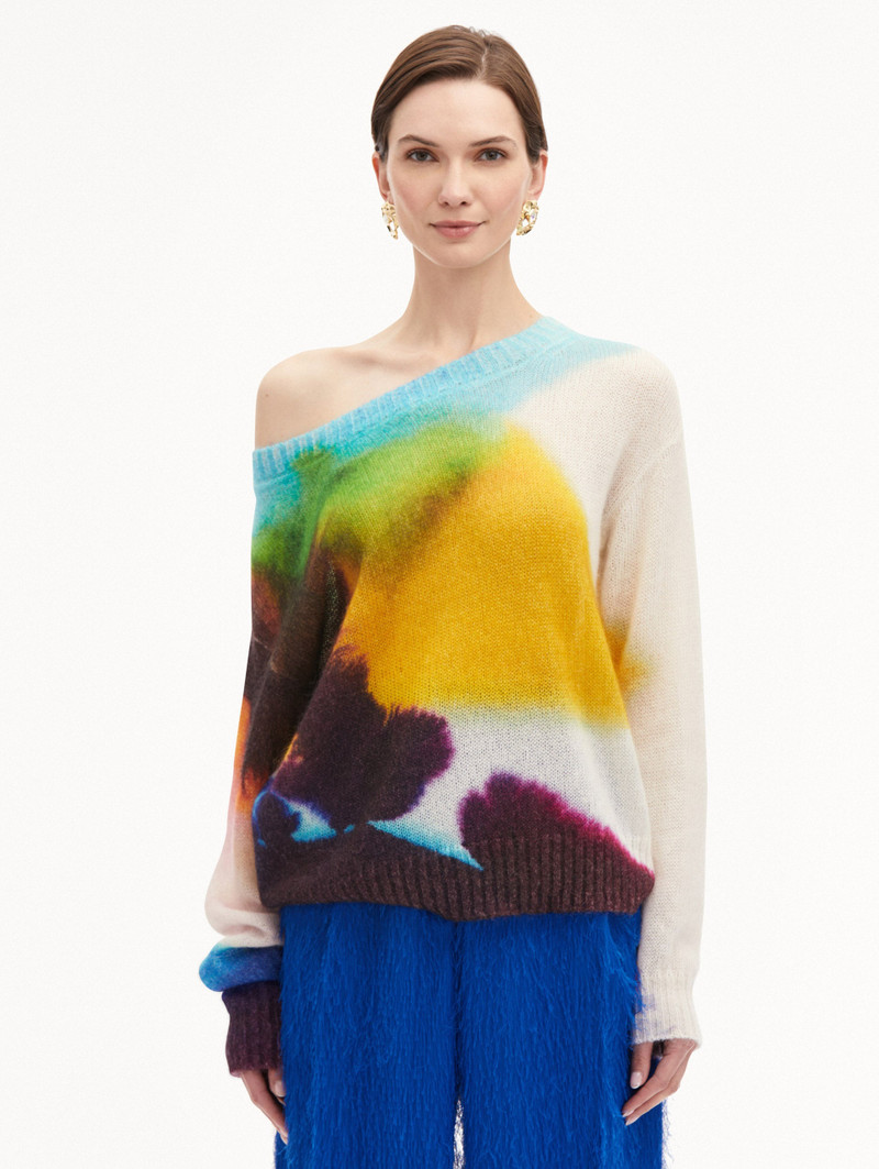 Oscar de la Renta ABSTRACT WATERCOLOR PULLOVER outlook