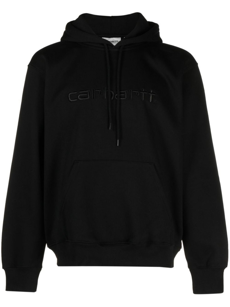 logo-embroidered cotton blend hoodie 1