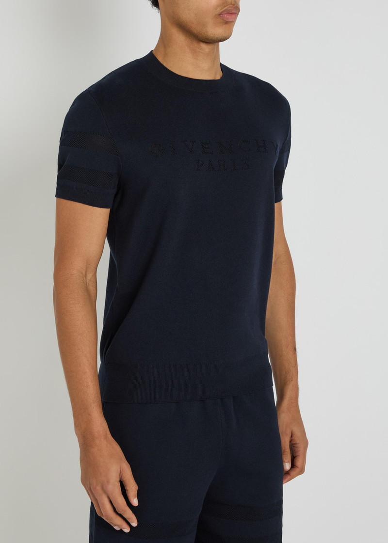 Givenchy Givenchy Textured Knit Logo Cotton-blend T-shirt outlook