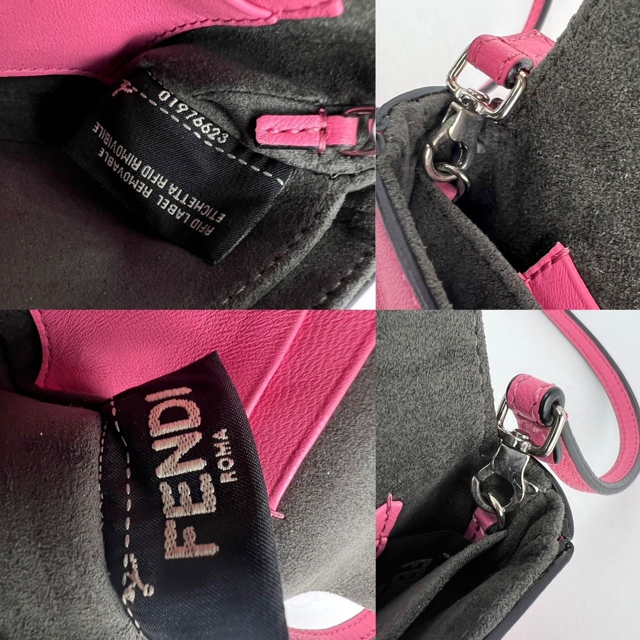 Fendi Monster Baguette Pink Leather Micro Crossbody Bag - 6