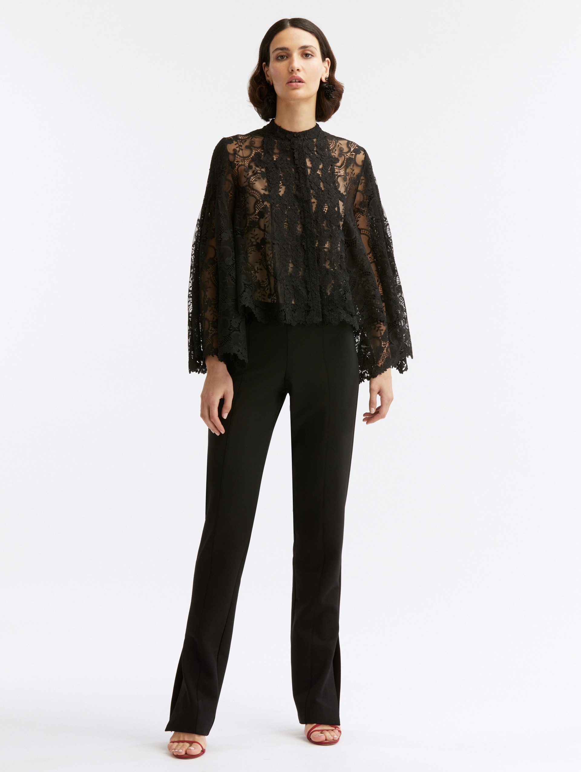 BRACELET SLEEVE GEO FLORAL LACE BLOUSE - 3