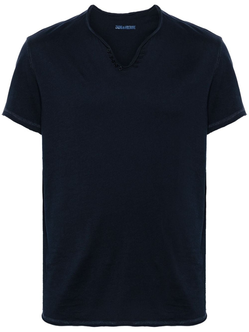 Henley-neck cotton T-shirt 1
