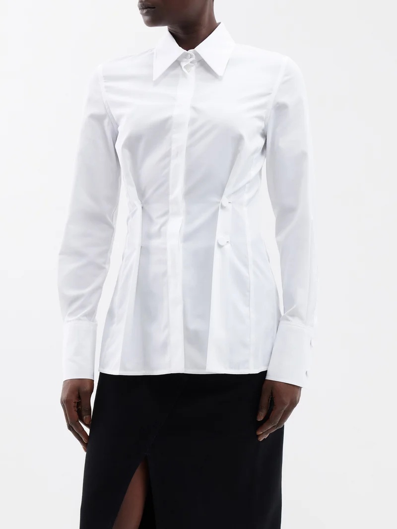 Givenchy Buttoned pleat cotton poplin shirt matchesfashion REVERSIBLE