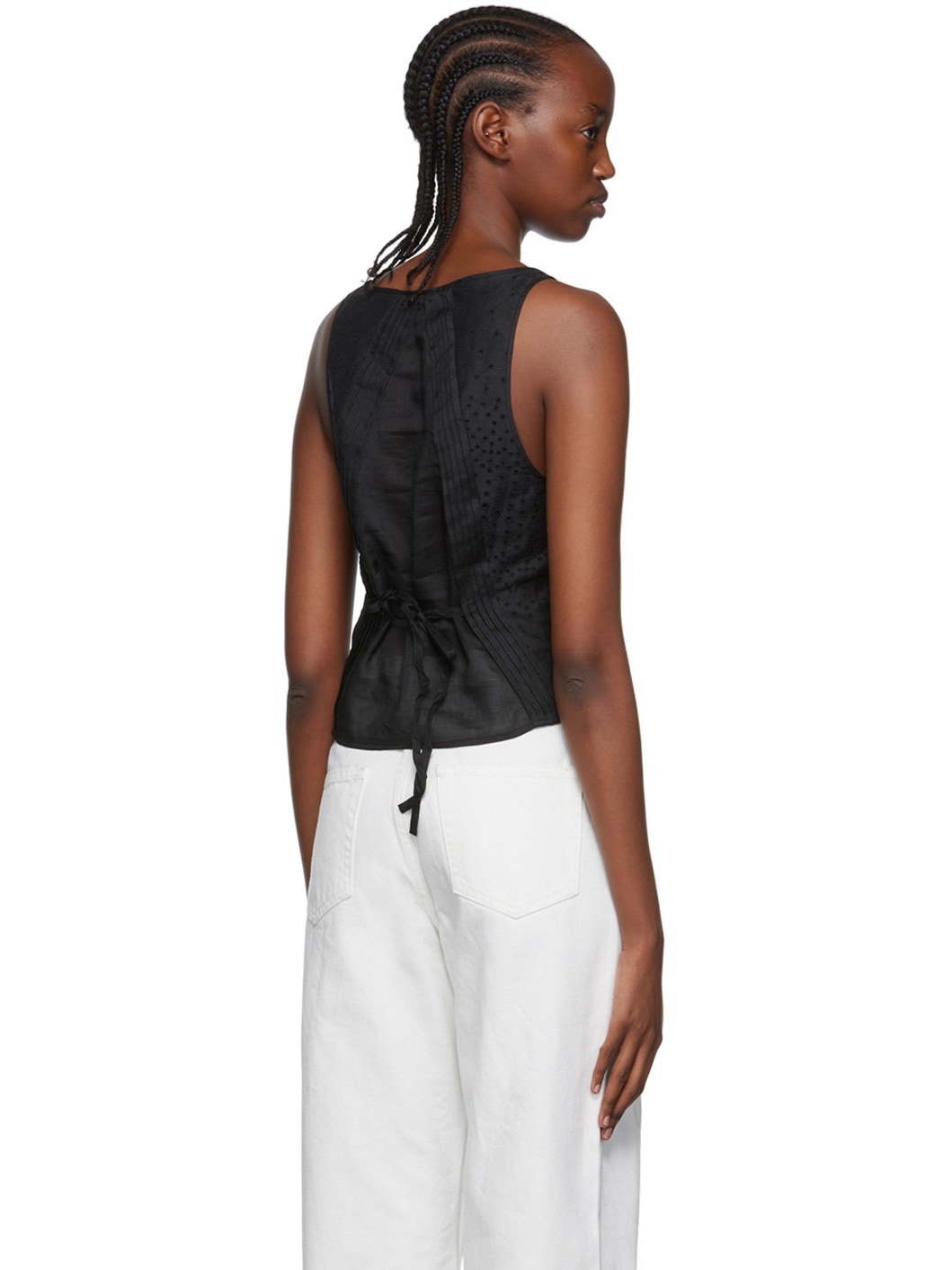 Black Ramie Tank Top - 5