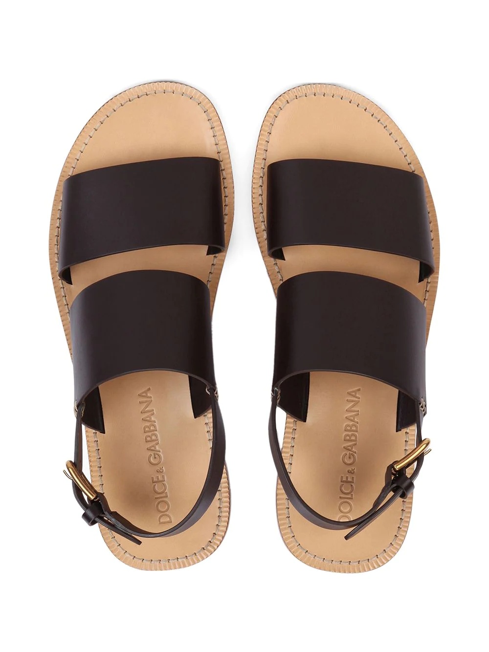 double-strap leather sandals - 4