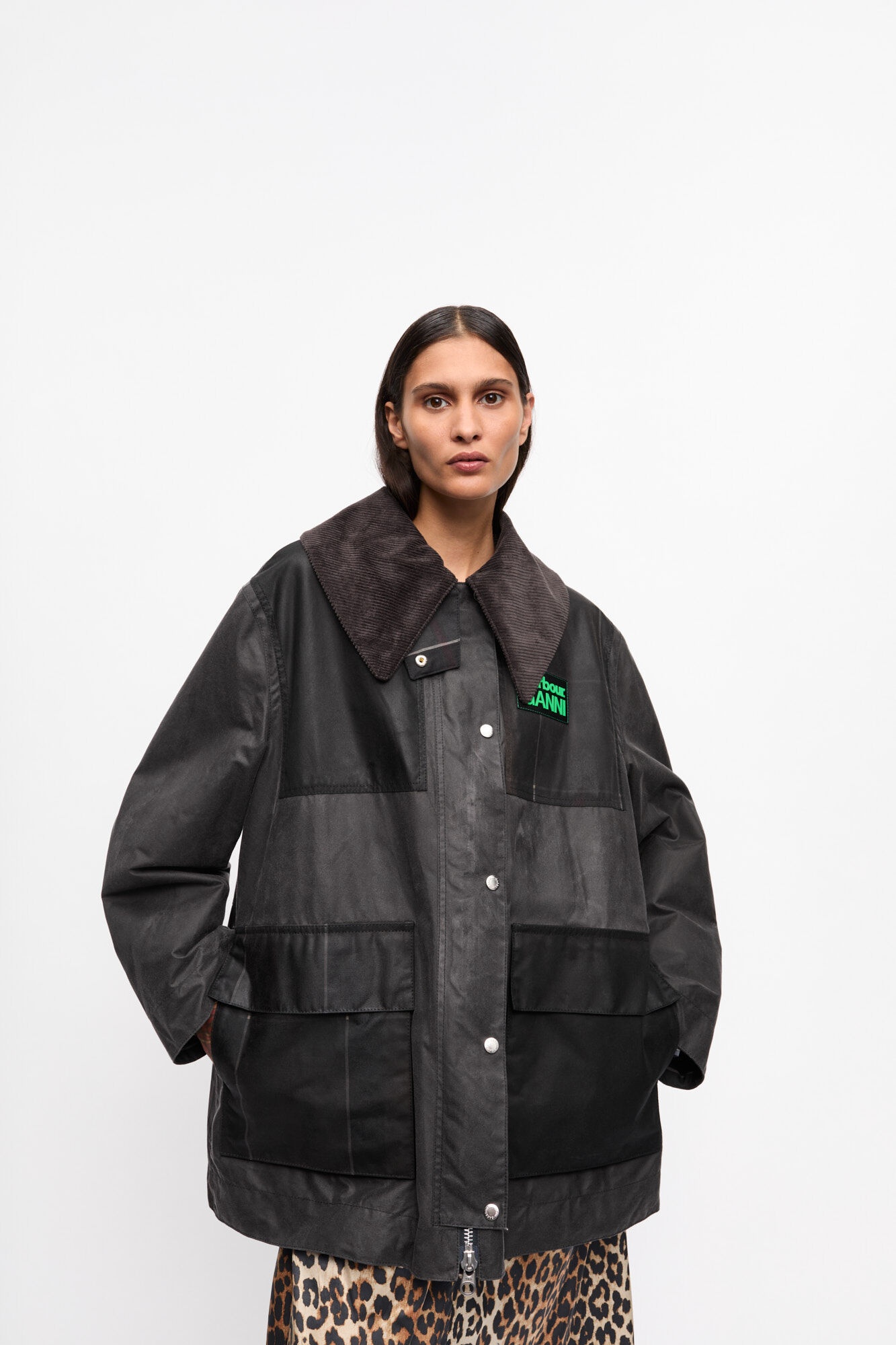 GANNI X BARBOUR WAXED DUFFLE COAT - 3