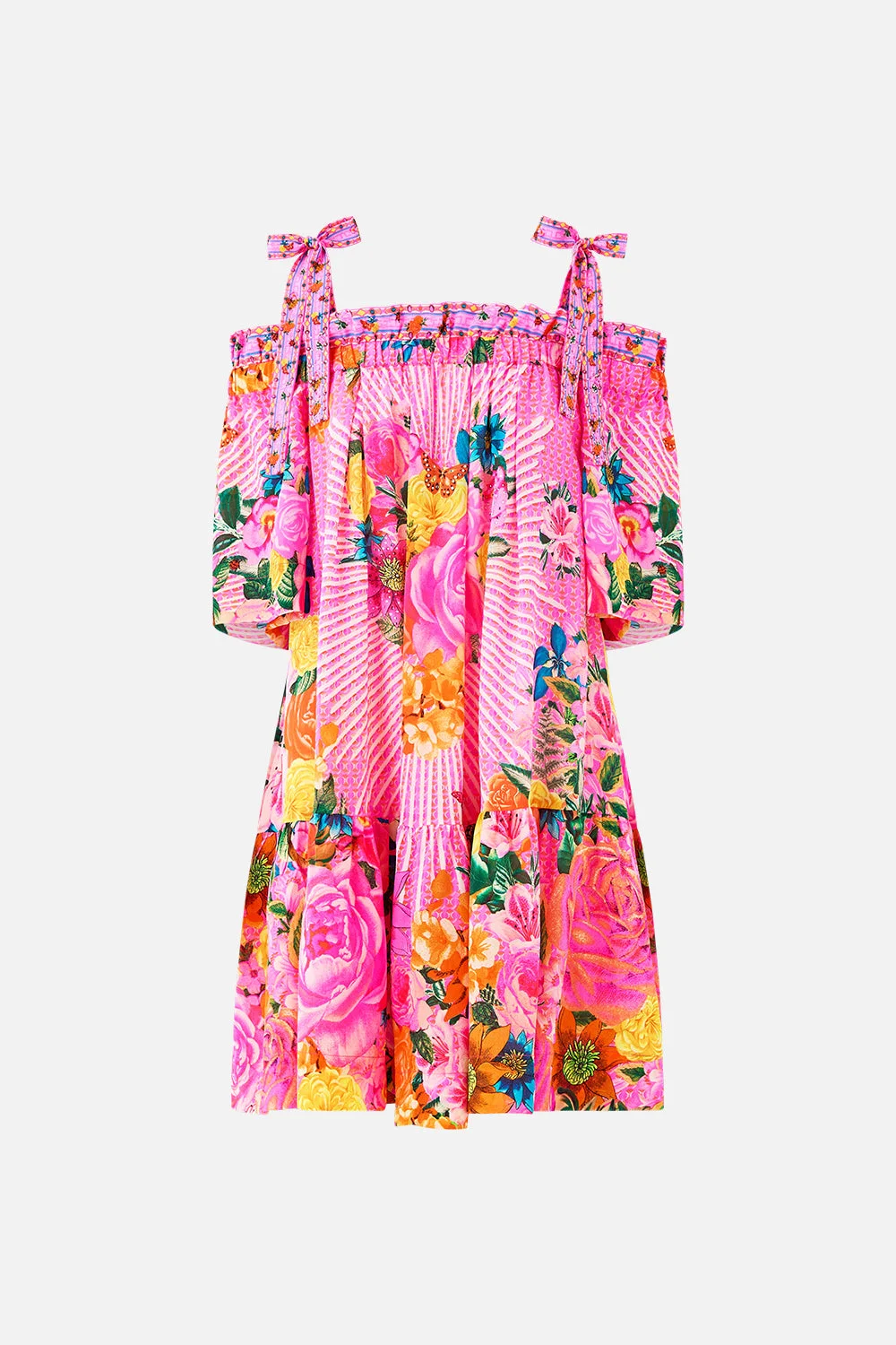 OFF SHOULDER FRILL DRESS WITH STRAPS - 1