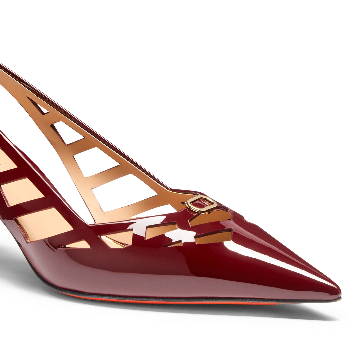 Women's red patent leather mid-heel pump - 6