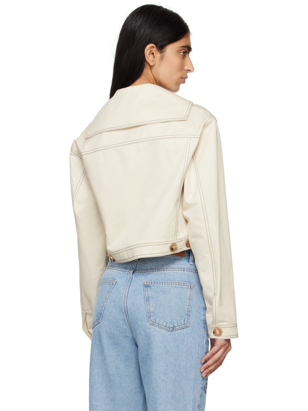 Off-White Cropped Jacket - 3