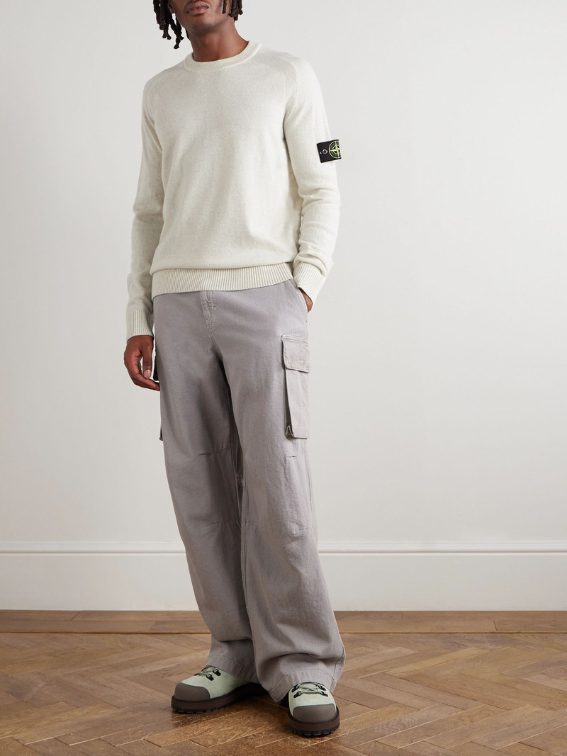 Stone Island Logo-Appliquéd Virgin Wool Sweater Beige outlook
