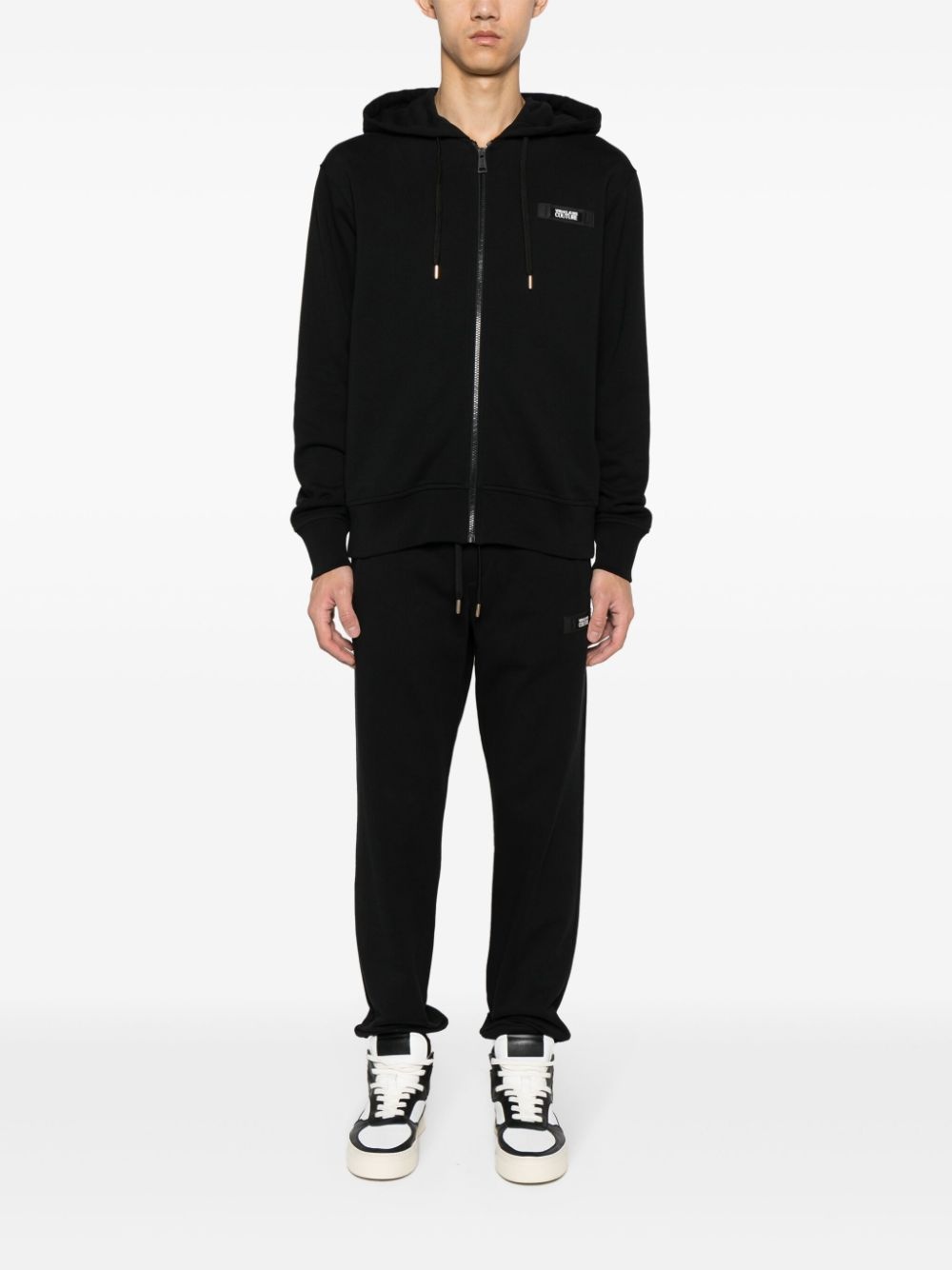 logo-patch cotton zip-up hoodie - 2