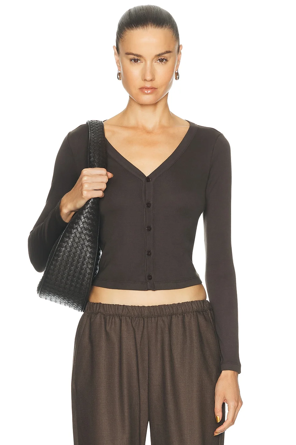 Supima Cotton V-Neck Cardigan - 1
