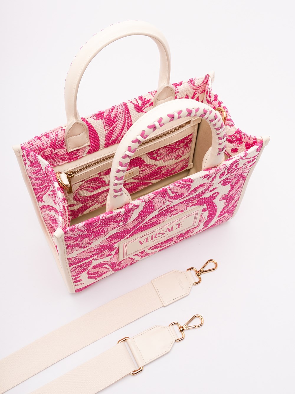 Small Tote Rafia `Barocco` And Calf Leather - 5