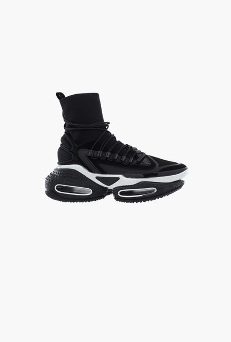 Black and silver mesh and knit B-Bold Runner sneakers with elastic bands 1