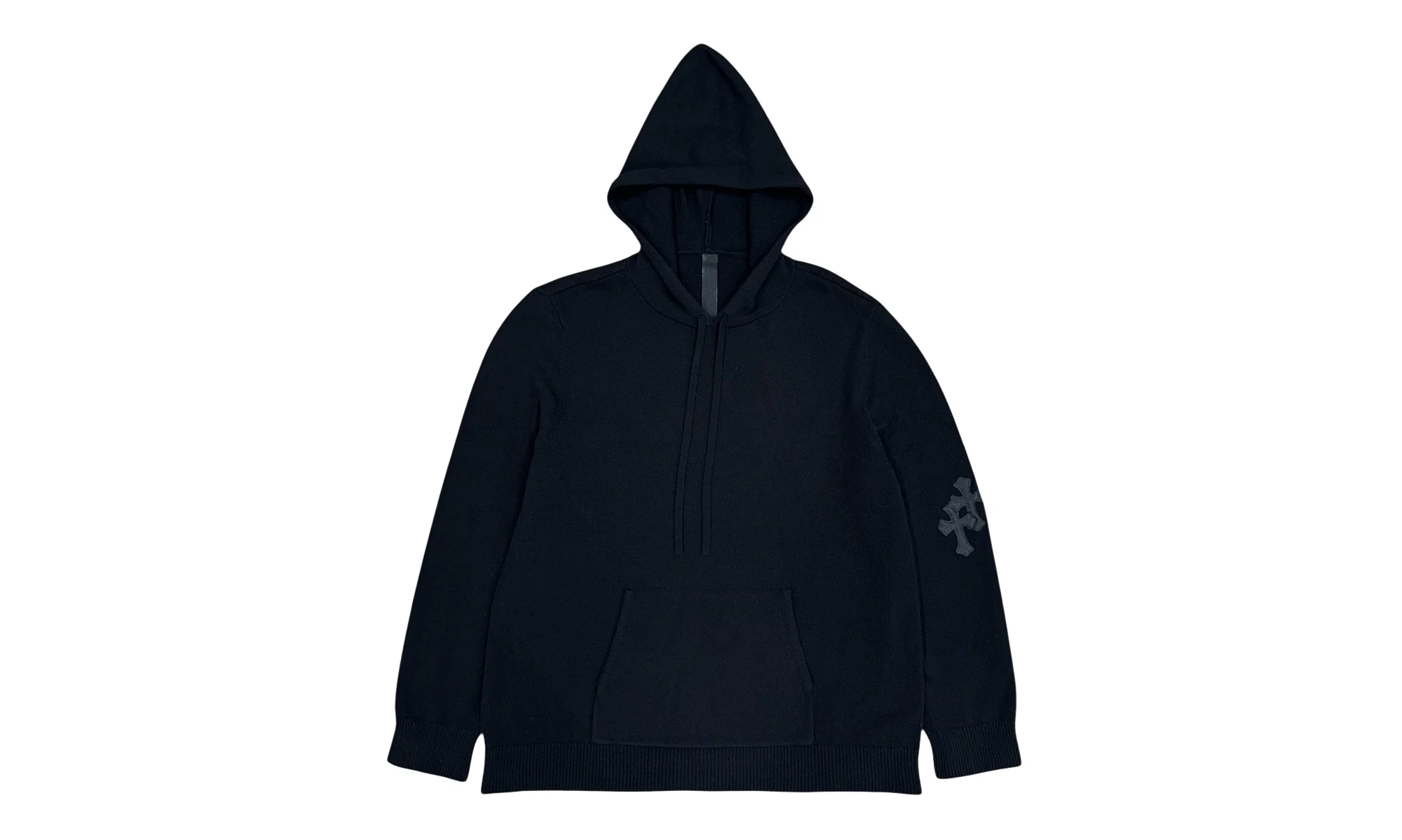 Leather Cross Patch Cashmere Hoodie "Black" CHRM1123 - 1