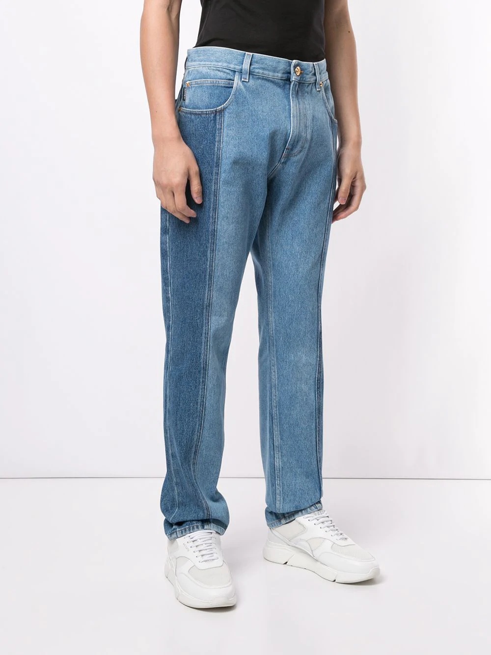 two-tone straight-leg jeans  - 3