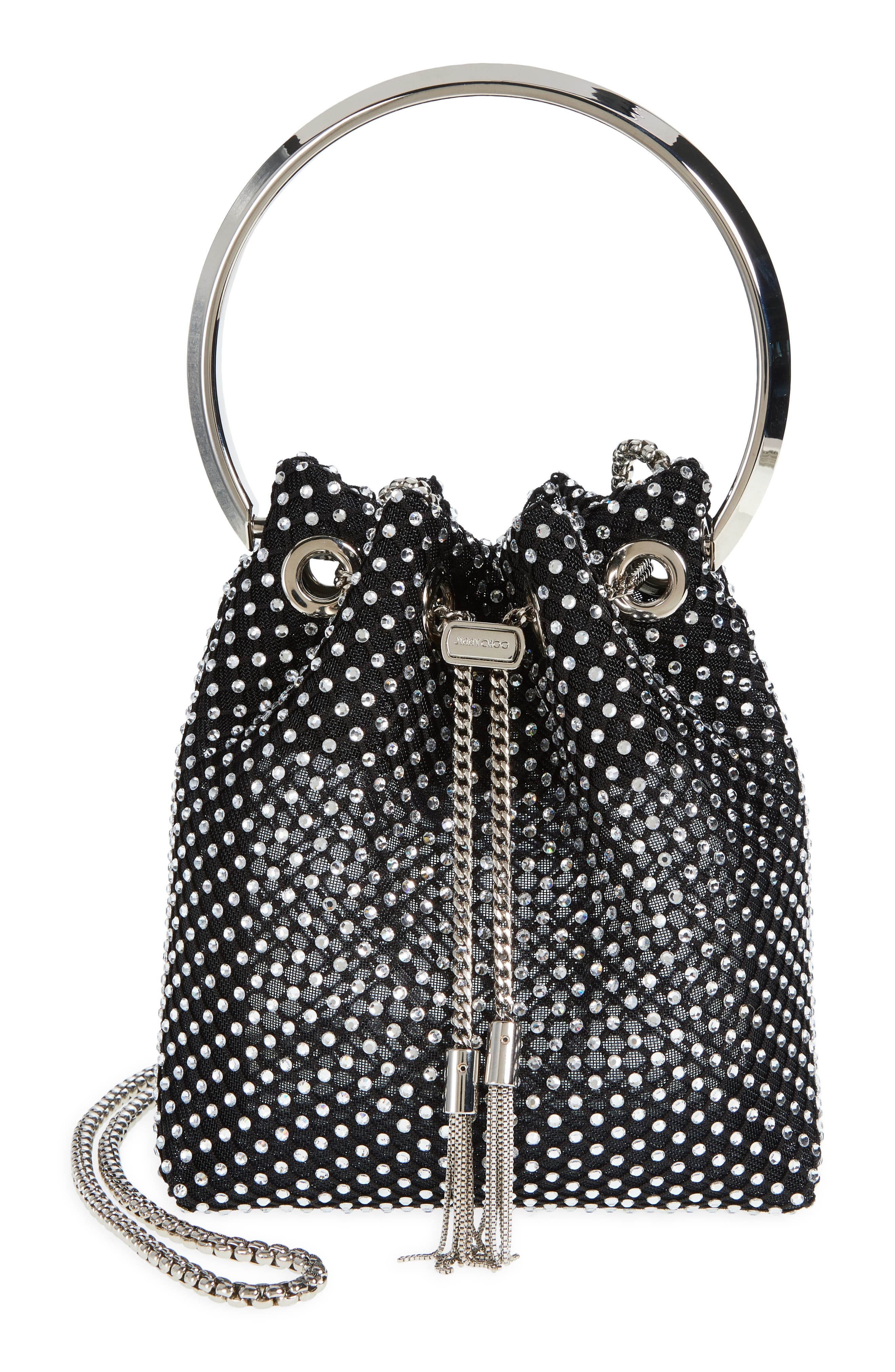 Jimmy Choo Bon Bon Crystal Mesh Pouch in Black/Crystal at Nordstrom - 1