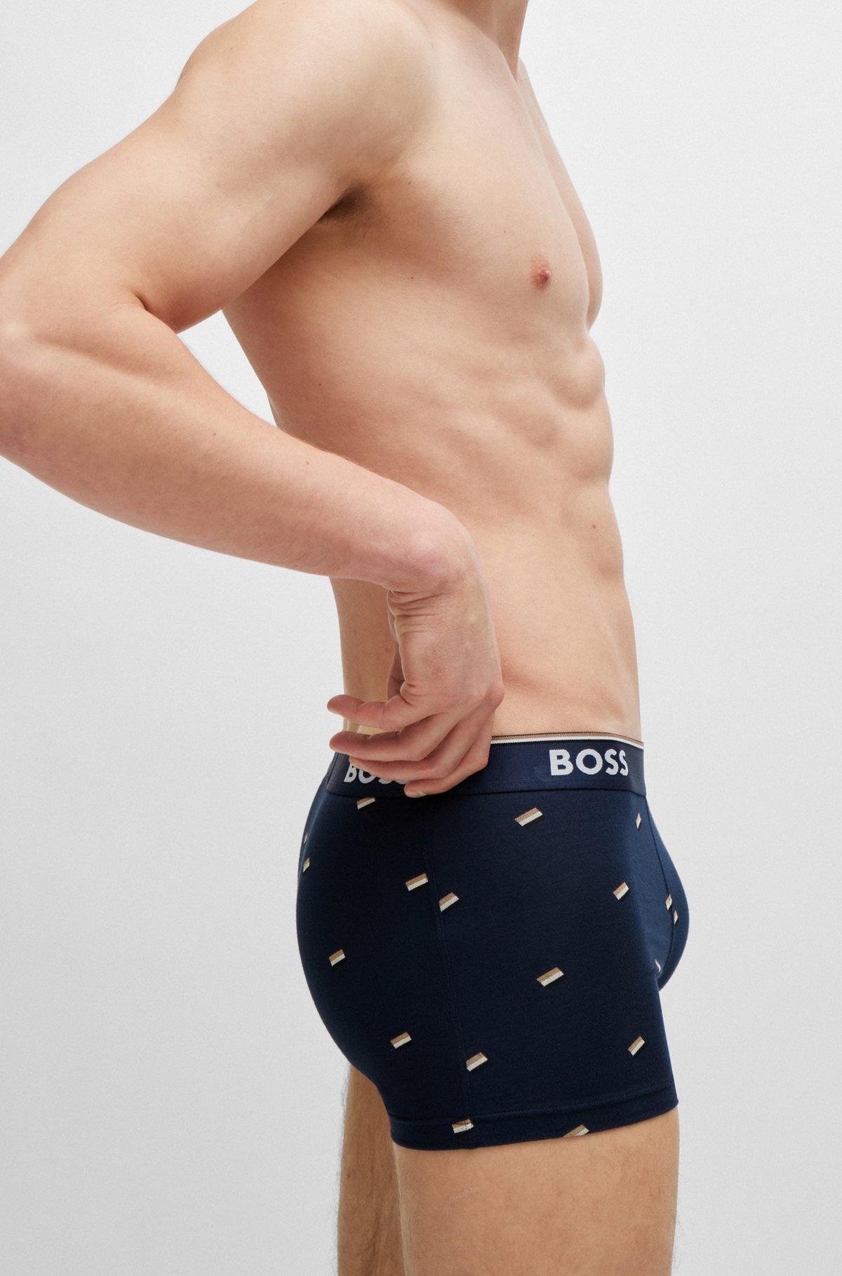 THREE-PACK OF STRETCH-COTTON TRUNKS WITH LOGO WAISTBANDS - 5