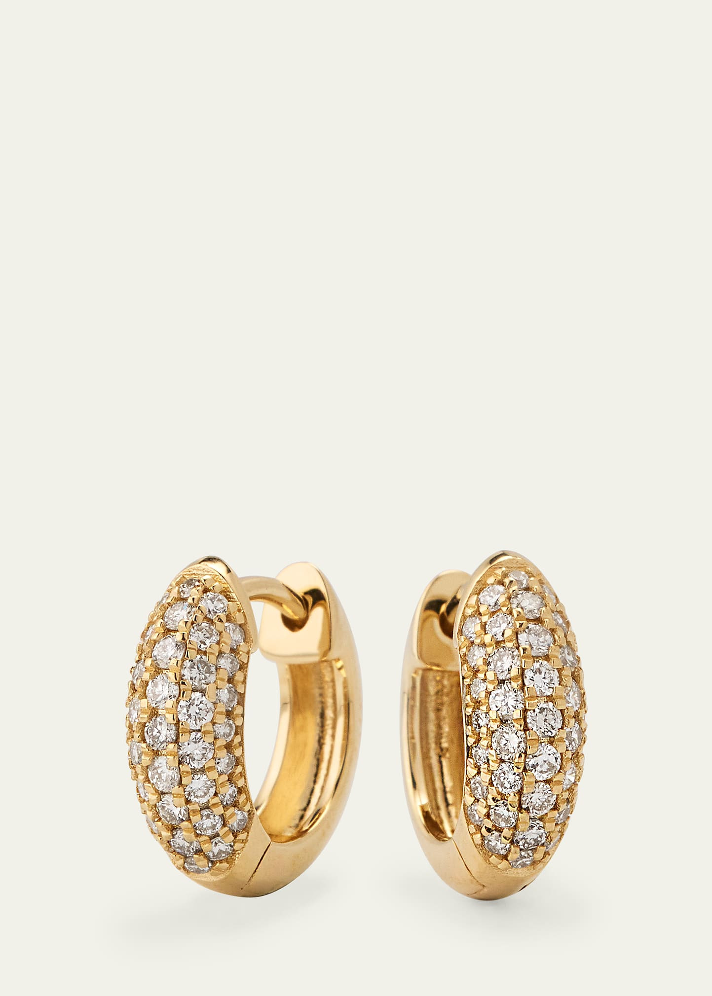 14k Puffy Diamond Huggie Hoop Earrings - 3