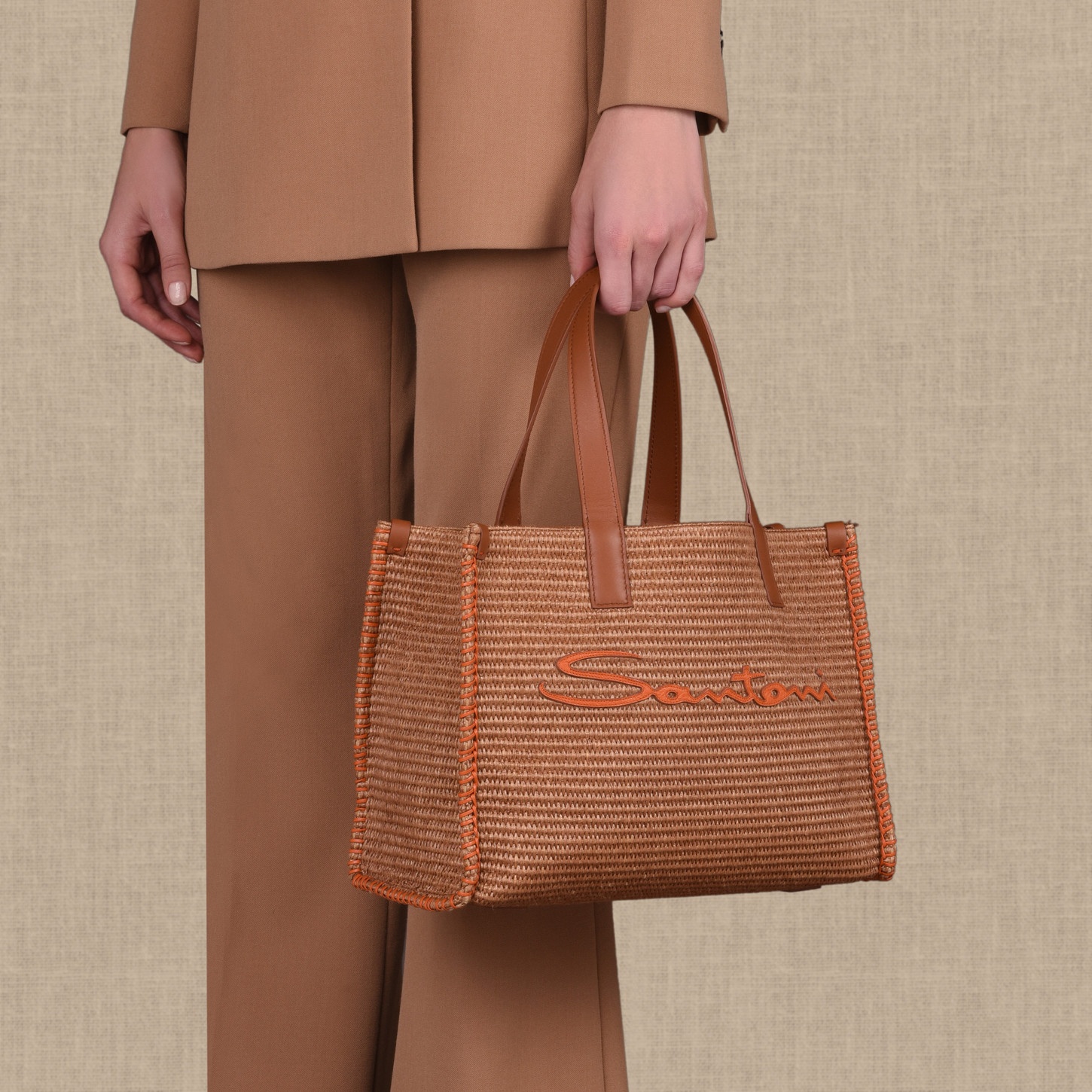 Brown raffia tote bag - 2