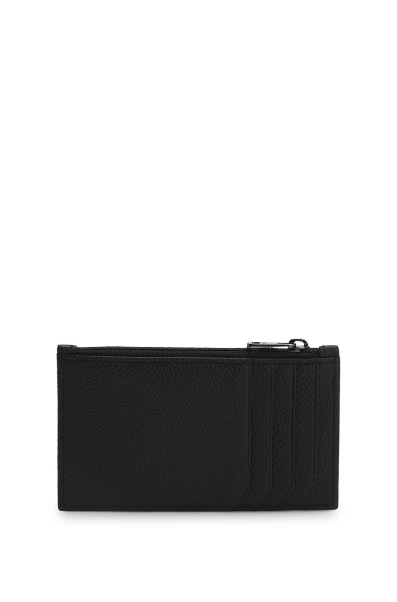 HUGO LEATHER CARD HOLDER WITH STACKED-LOGO TRIM outlook