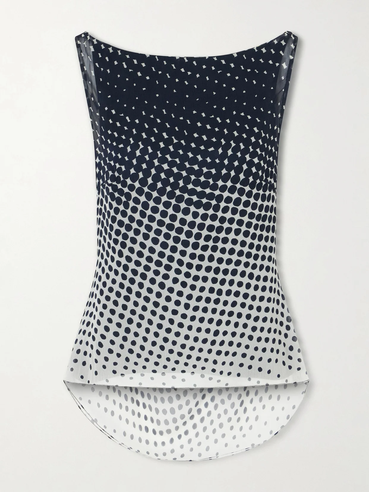 Halftone Wiggle Dot Printed Crinkled-chiffon Top - 1