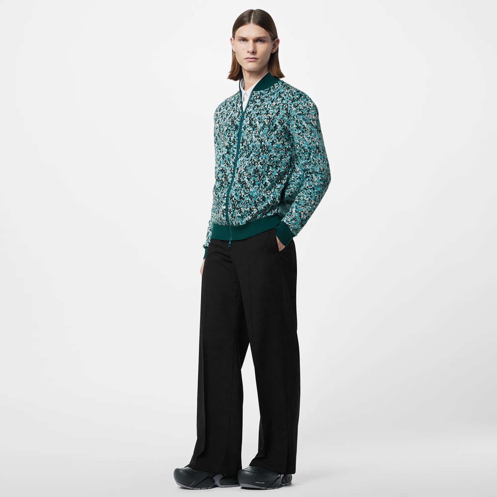 Graphic Cotton Knit Blouson - 4