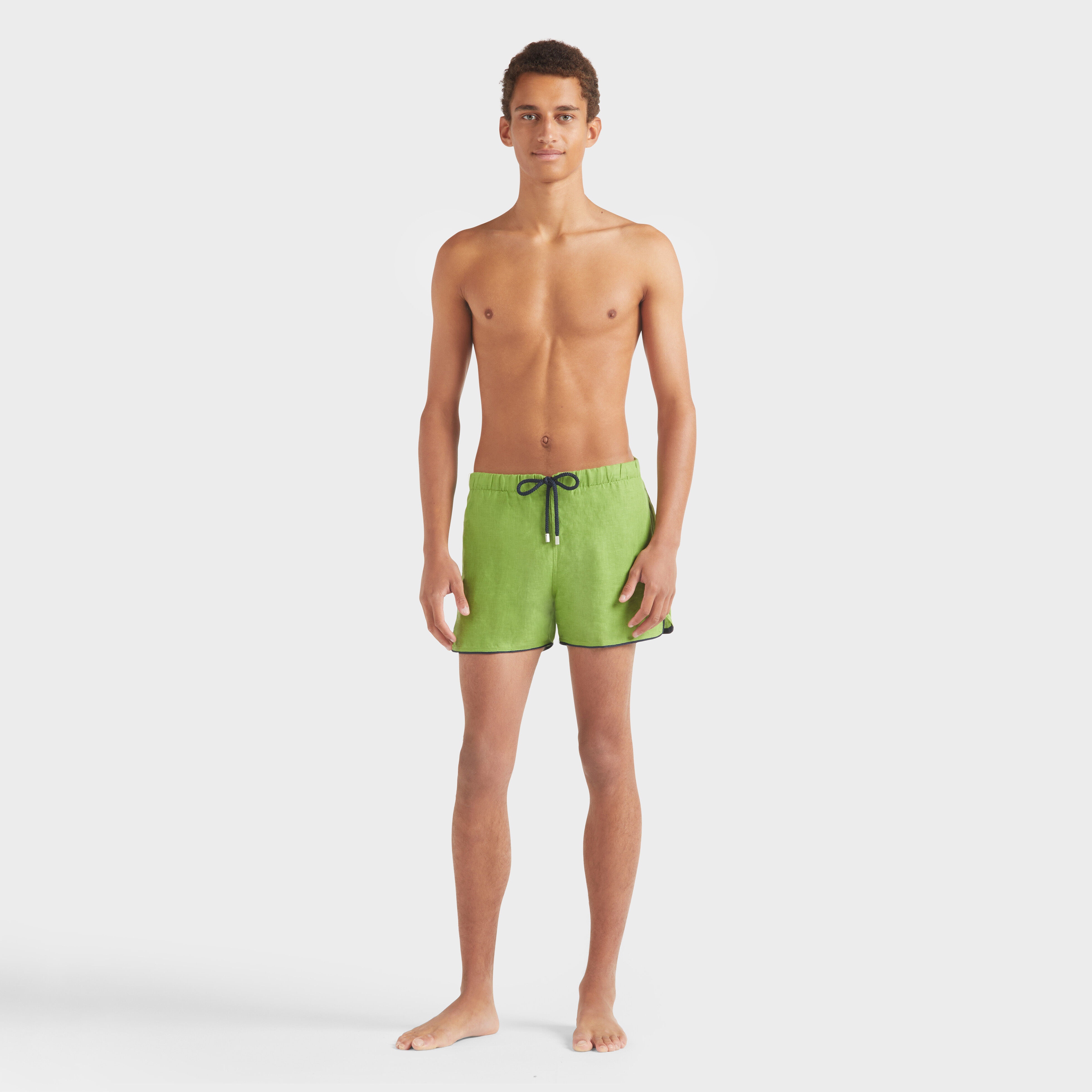 Men Linen Swim Trunks Solid - 3