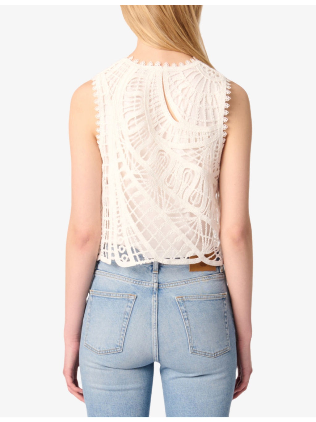 Scalloped-Trim Sleeveless Cotton Top - 4
