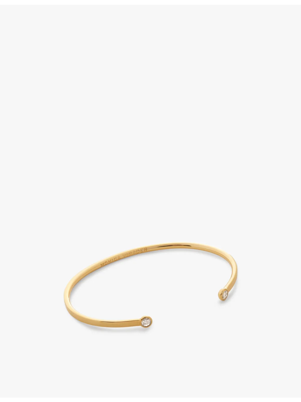 Solitaire 18ct Yellow Gold-Plated Vermeil Sterling-Silver And 0.015ct Lab-Grown Diamond Cuff - 1