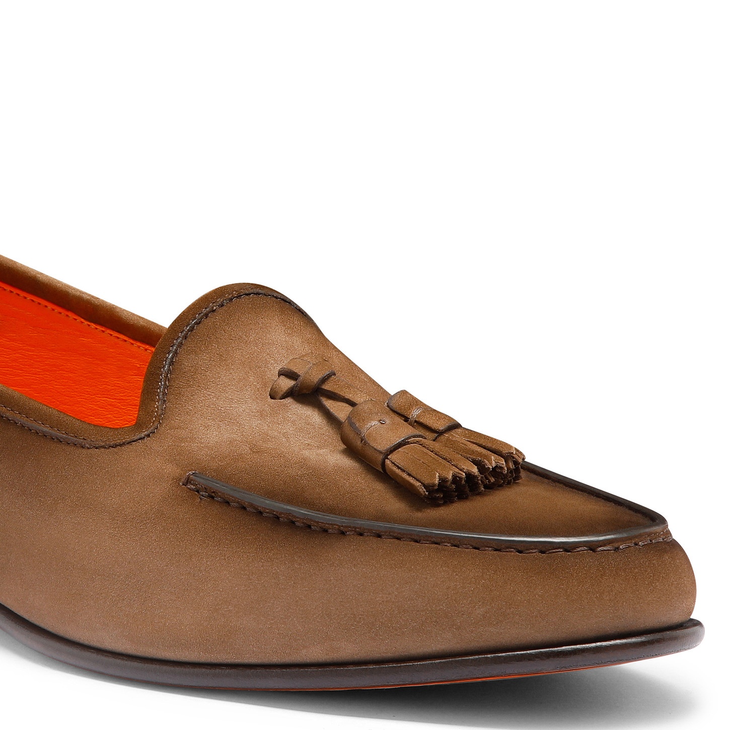 Men's brown nubuck Andrea tassel loafer - 5
