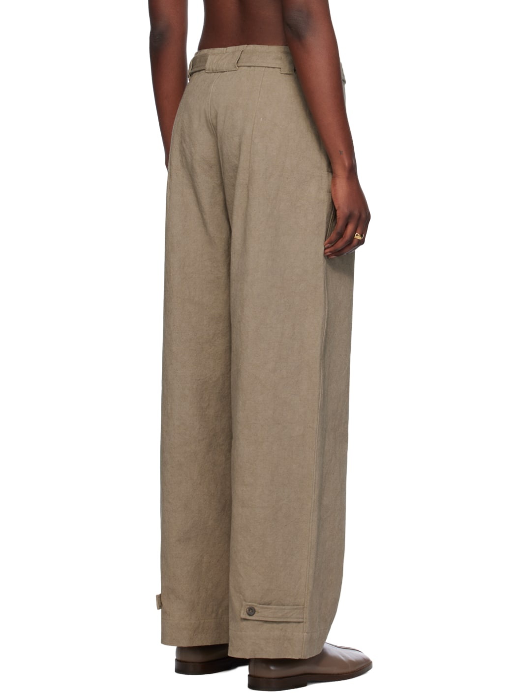 Taupe Belted Trousers - 3