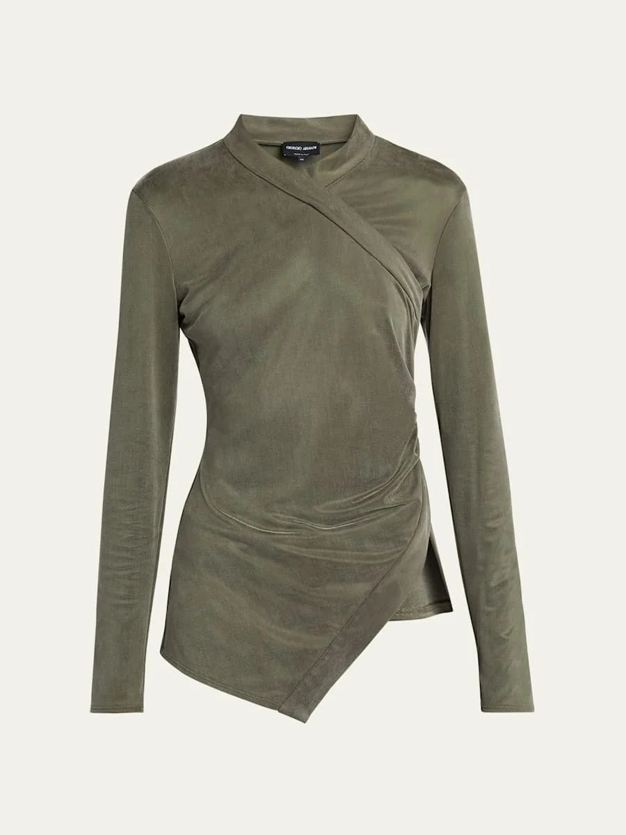 Asymmetric Jersey Long-Sleeve Top - 1