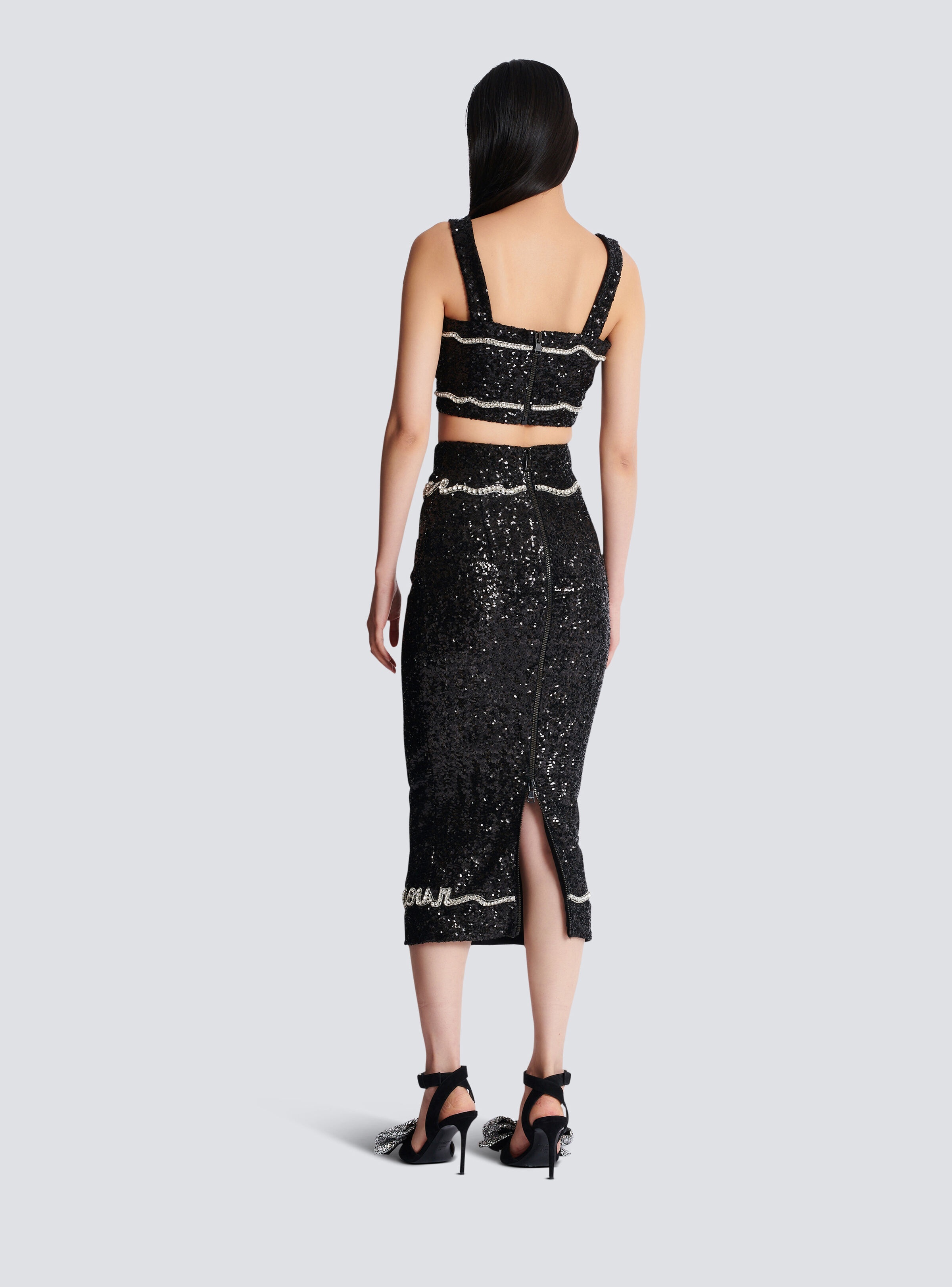 Sequin midi skirt with "Love Letter" embroidery - 4