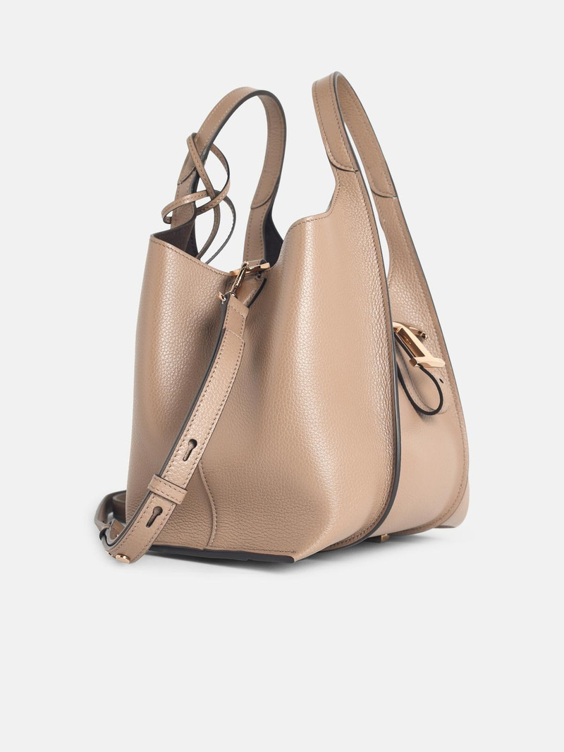 Tod's T TIMELESS MINI SHOPPING BAG IN BEIGE LEATHER outlook