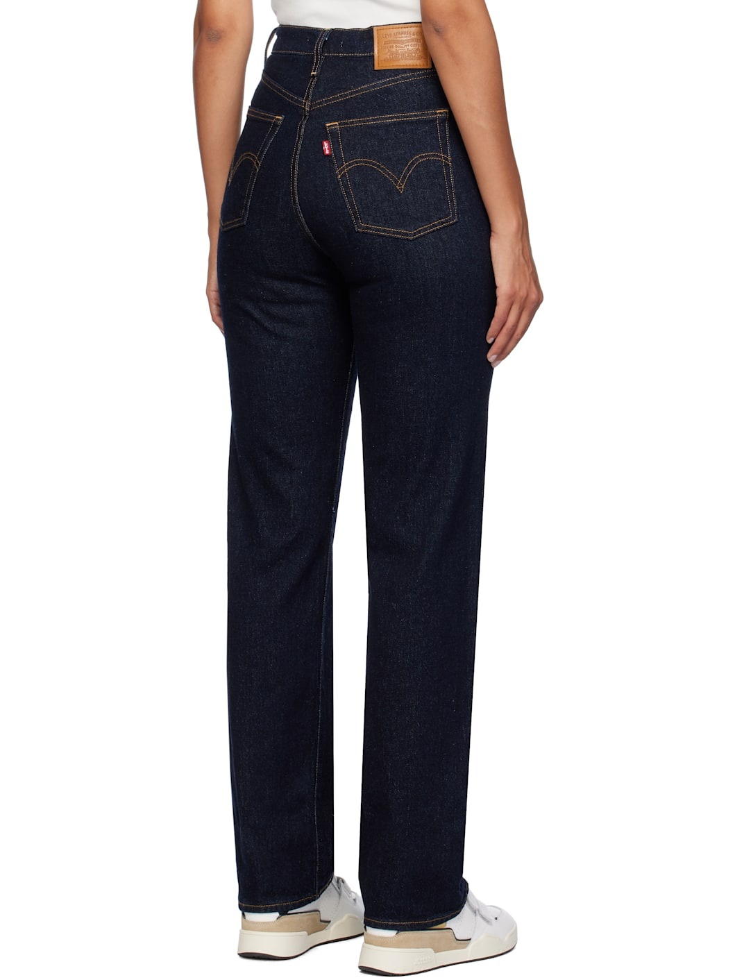 Navy Ribcage Full Length Jeans - 3