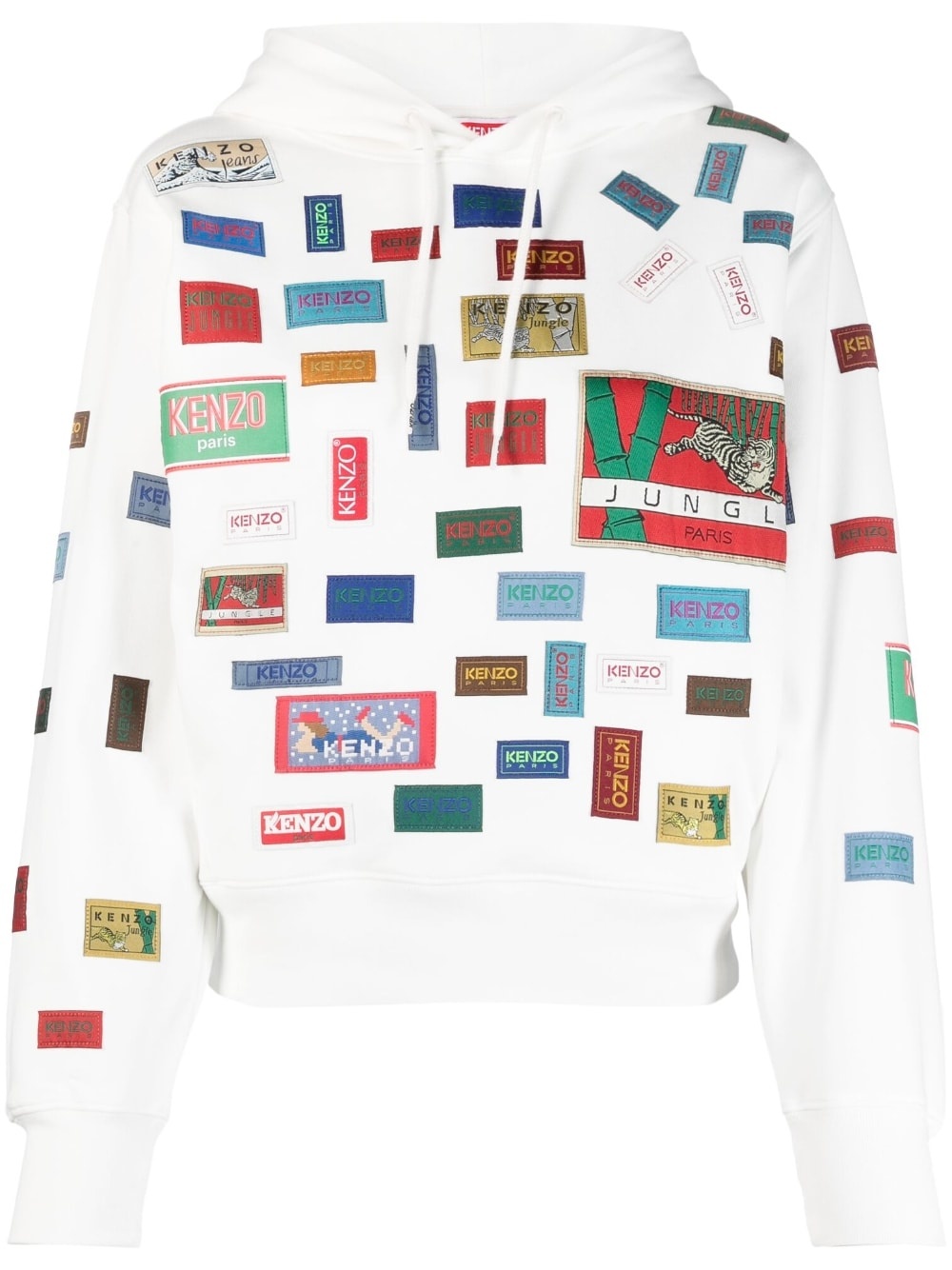 Labels printed cotton hoodie - 1