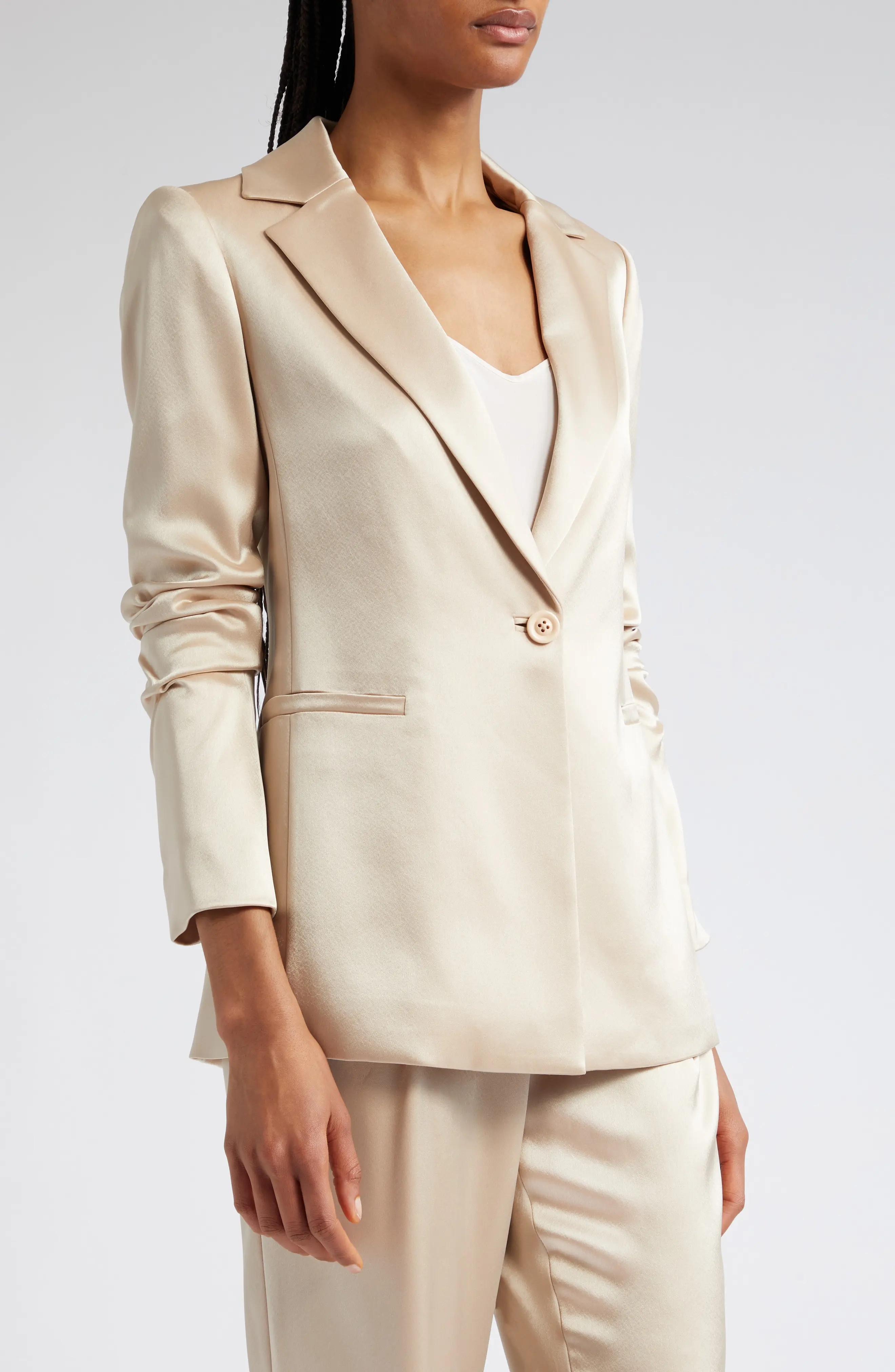 Pailey Fitted Satin Blazer - 5