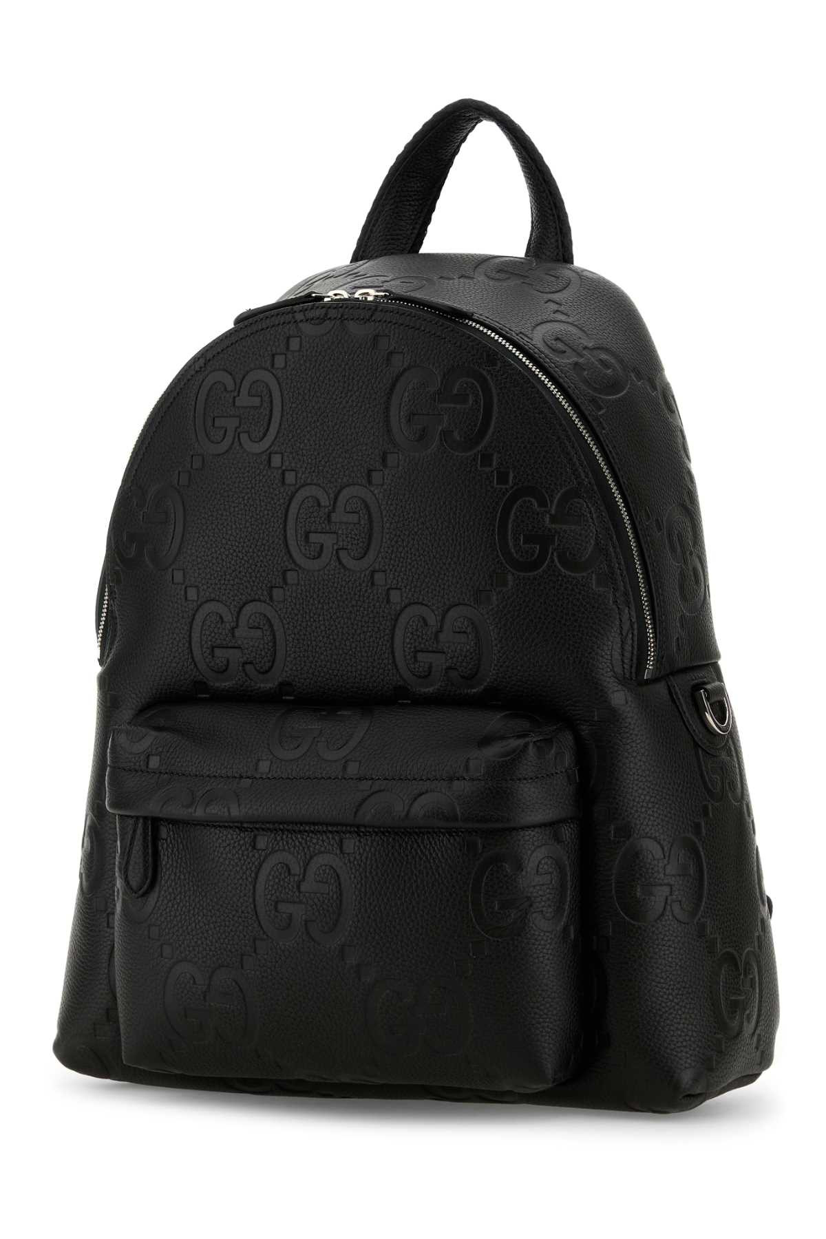 Gucci Men Black Jumbo Gg Leather Gg Backpack - 2