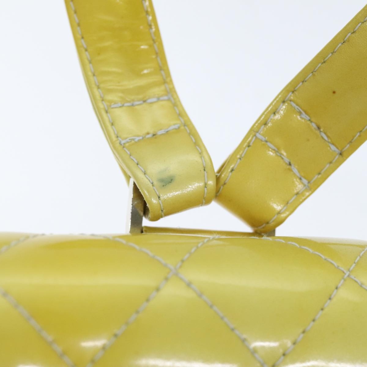 CHANEL Matelasse Backpack Patent Leather Yellow Silver CC - 9