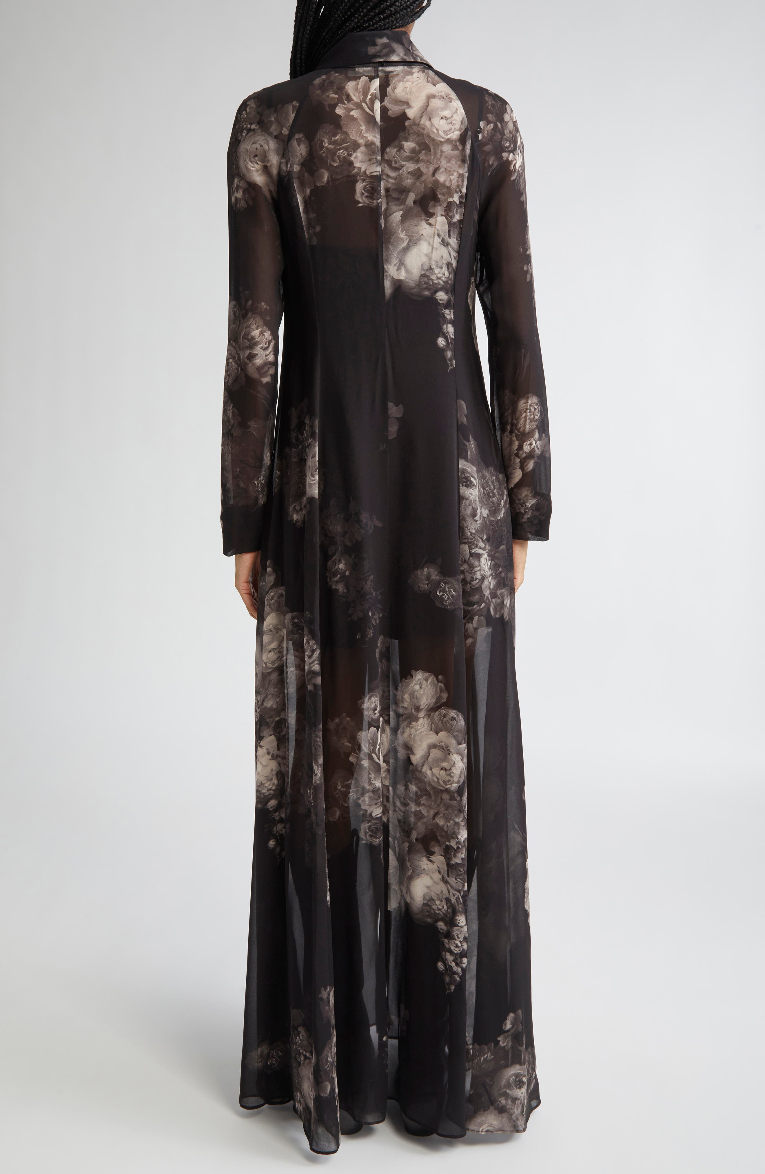 Zimmermann Hypnotic Floral Print Long Sleeve Georgette Shirtdress in Ghost Floral at Nordstrom - 2
